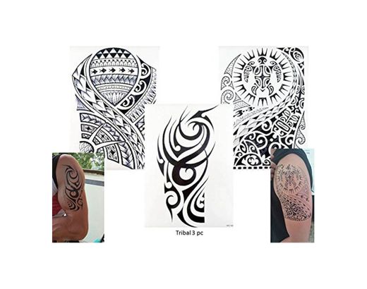 Tribal Tattoo Negro 3 pliegos temporär brazo Brazo Pegatinas Tatuaje tribal 3