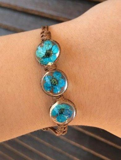 Pulseira flor azul 