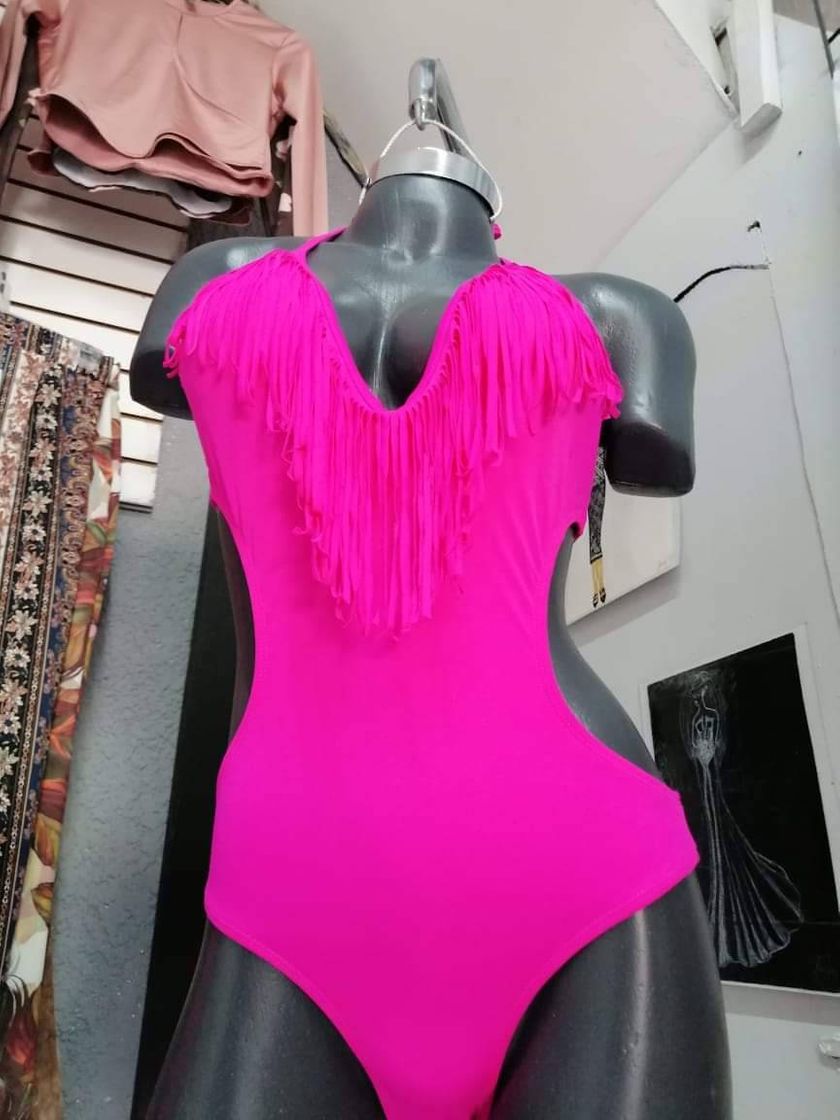 Moda Traje de baño trikini rosa neón con barbitas