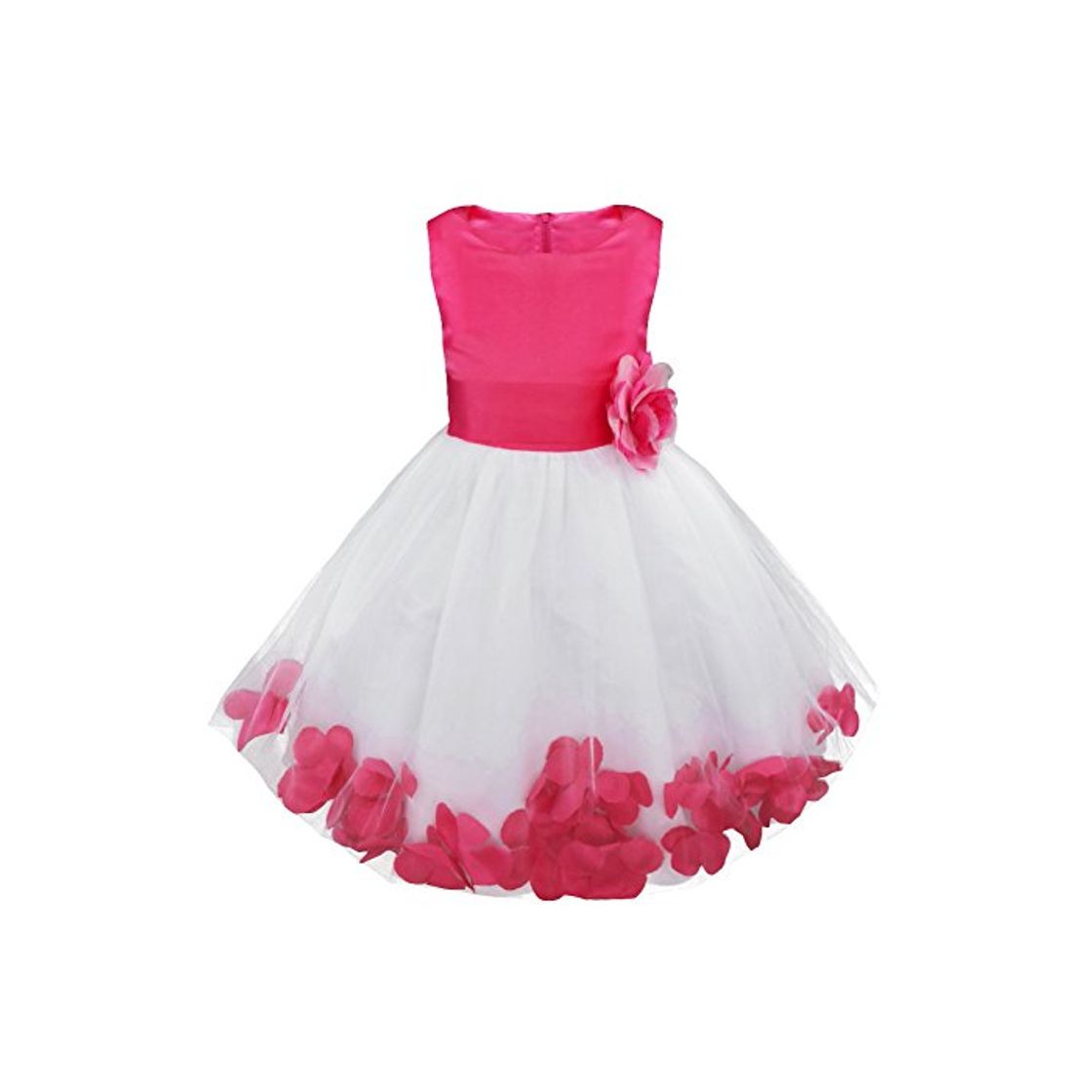 Producto IEFIEL Vestido de Flores Blanco Niña Vestido Boda Fiesta Ceremonia Bautizo Elegante Vestido de Bautismo Disfraz Princesa Infantil Falda con Flores Rosa Oscuro 14 años