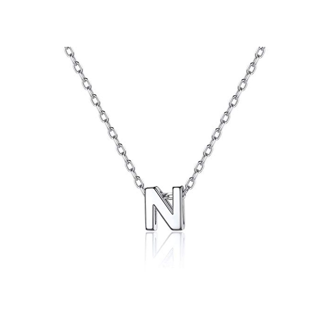 Fashion Silvora Letra N Plata de Ley Collares con Inicial Pequeño Colgantes Letras