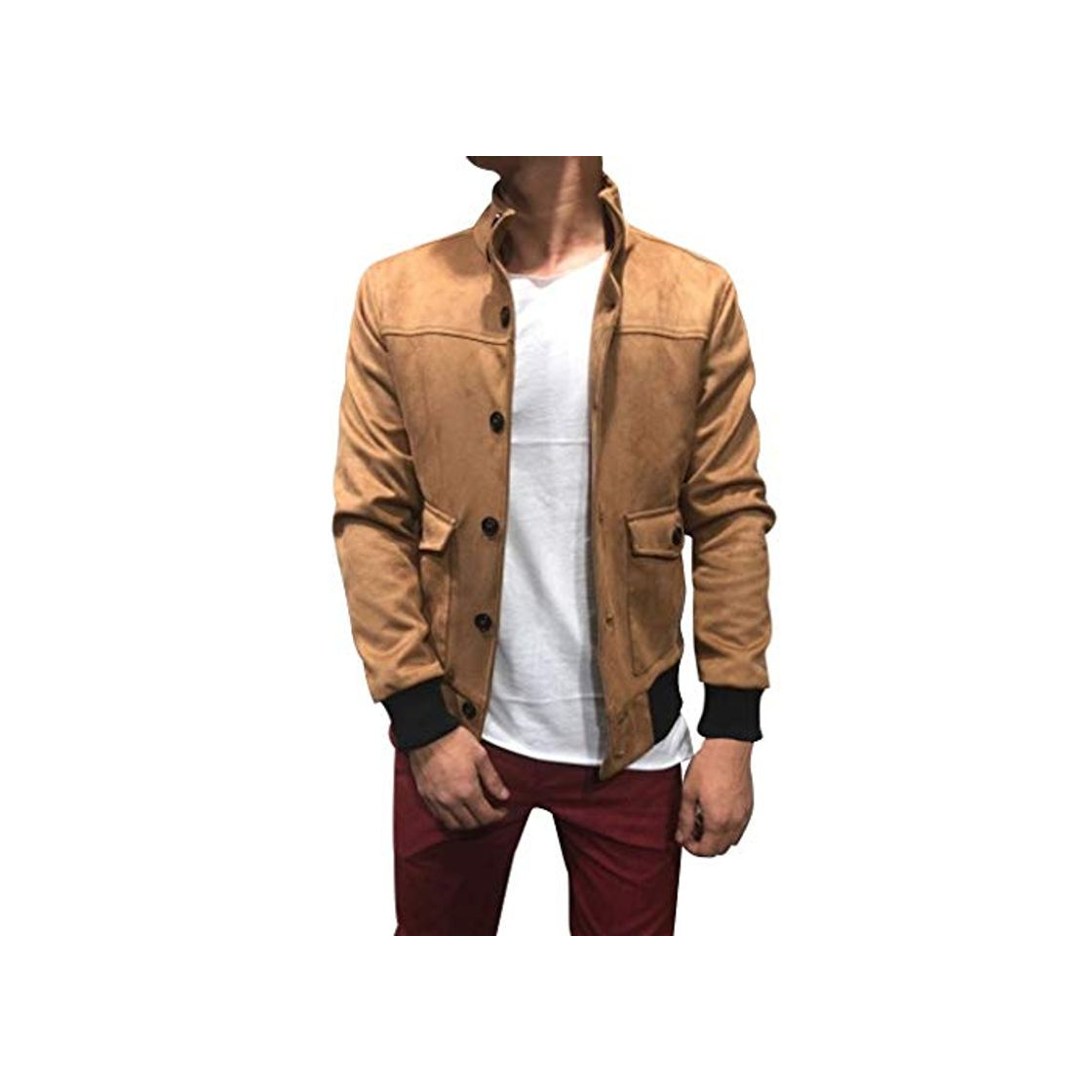 Fashion waotier Chaqueta De Trinchera Hombres Ropa Deportiva Moda Splicing Button Pullover Sudadera de Manga Larga Color Liso Slim Fit Tops Blusa Abrigo