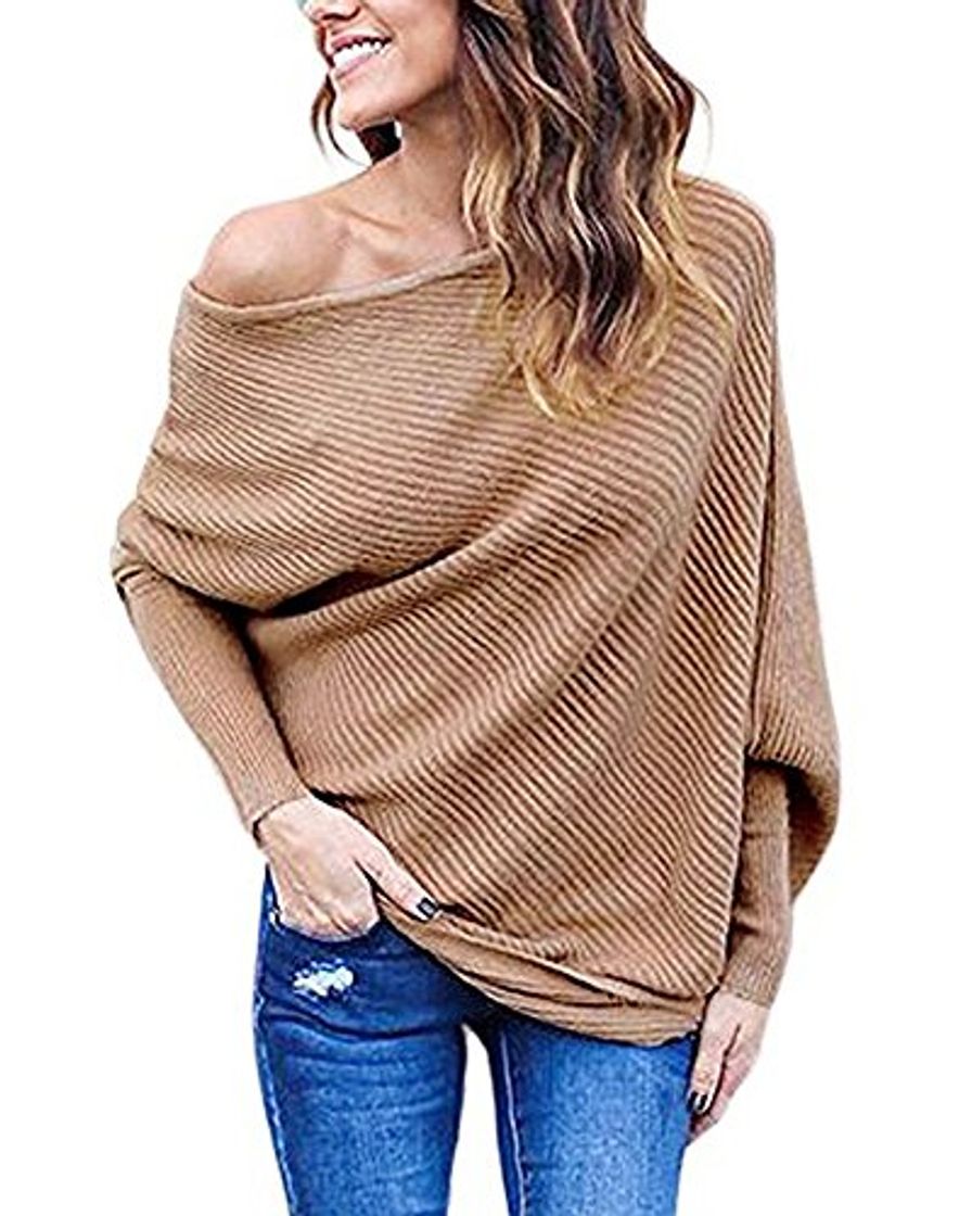 Moda iMixCity Mujeres un Hombro/Fuera Hombro/Hombro frío Suéter de Hombro Manga Larga Batwing