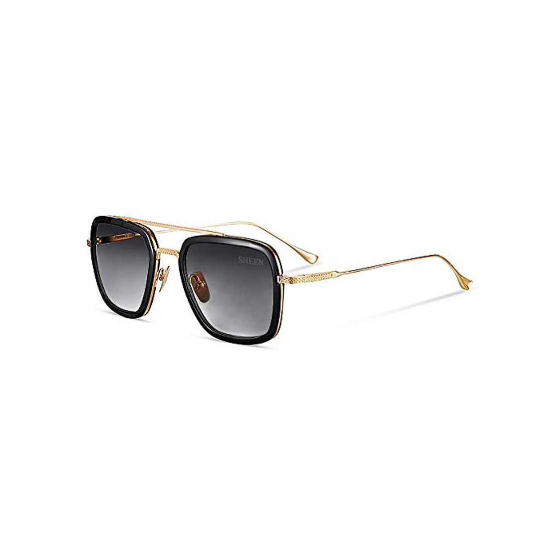 Product SHEEN KELLY Retro Gafas de sol Tonny Stark Marco de metal para hombres mujeres Gafas de sol Iron Man cuadradas