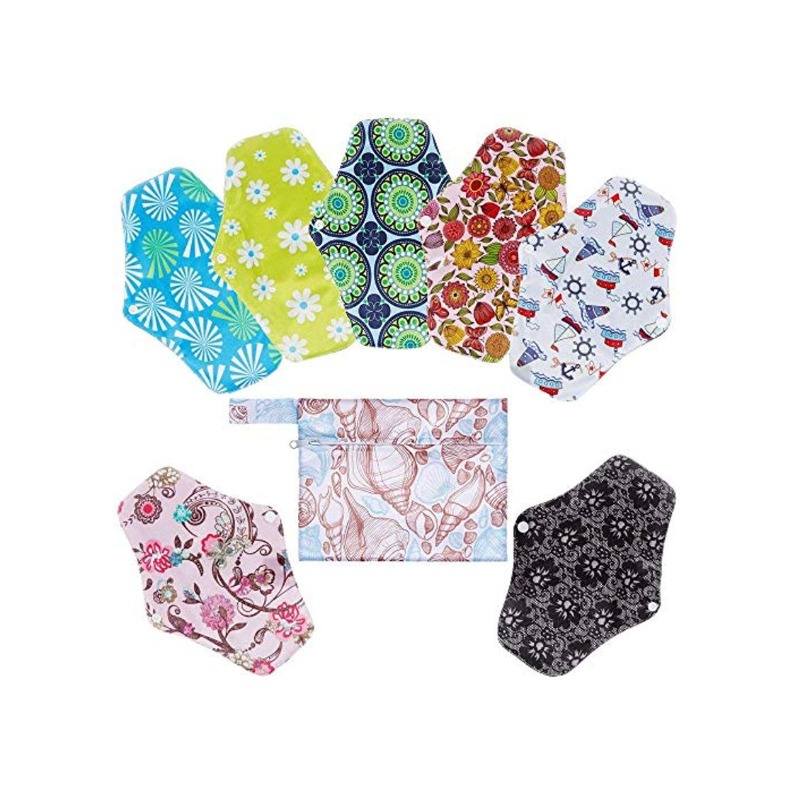 Social Rovtop 7PCS 25.4cm Reutilizables de Carbón de Bambú - Almohadilla Menstrual Reutilizable