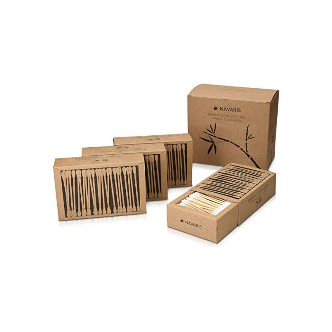 Social Navaris Bastoncillos para los oídos de bambú y algodón - Palillos orejas