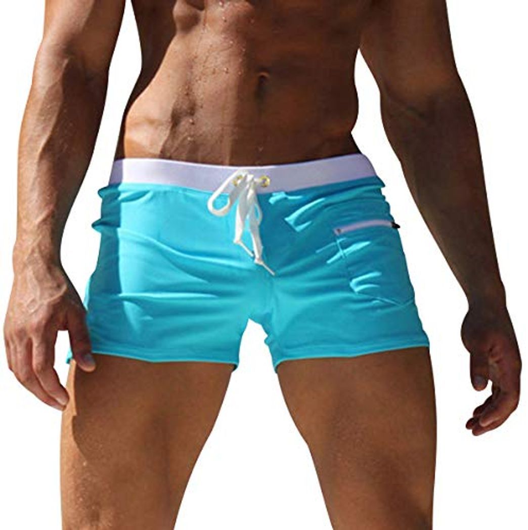 Social Bañador Natacion Hombre Bañadores Hombre Cortos Traje de Baño Trajes de Baño para Hombres Bañador Piscina Surf Playa Caballero Deportivo Pantalonetas Short de Baño Hombre Corto Ajustados Azul XL