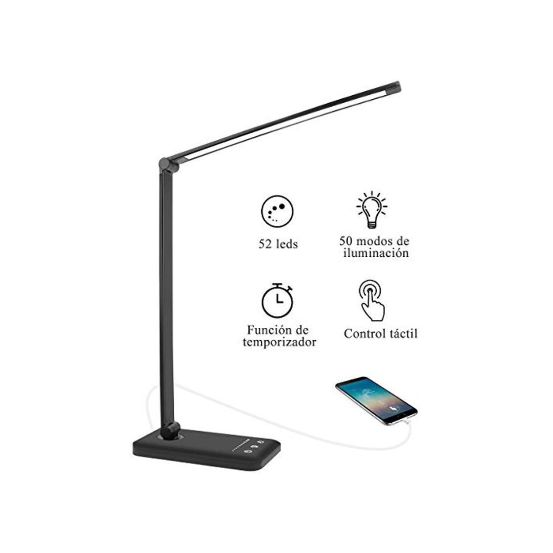 Producto AUELEK LáLámpara Escritorio LED, Lámparas de Mesa USB Recargable con Temporizador 52