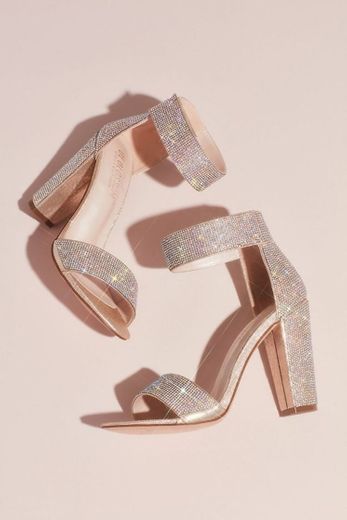 Crystal Block-Heel Sandals with Velcro Ankle Strap | David's