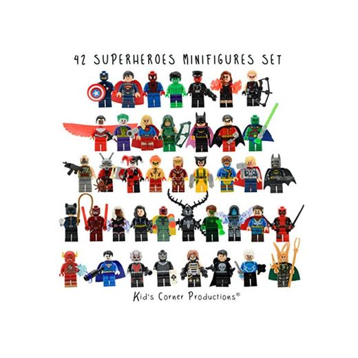 Kids Corner Productions® - Super Heroes Lego Figuras 42 Set Lot Mini