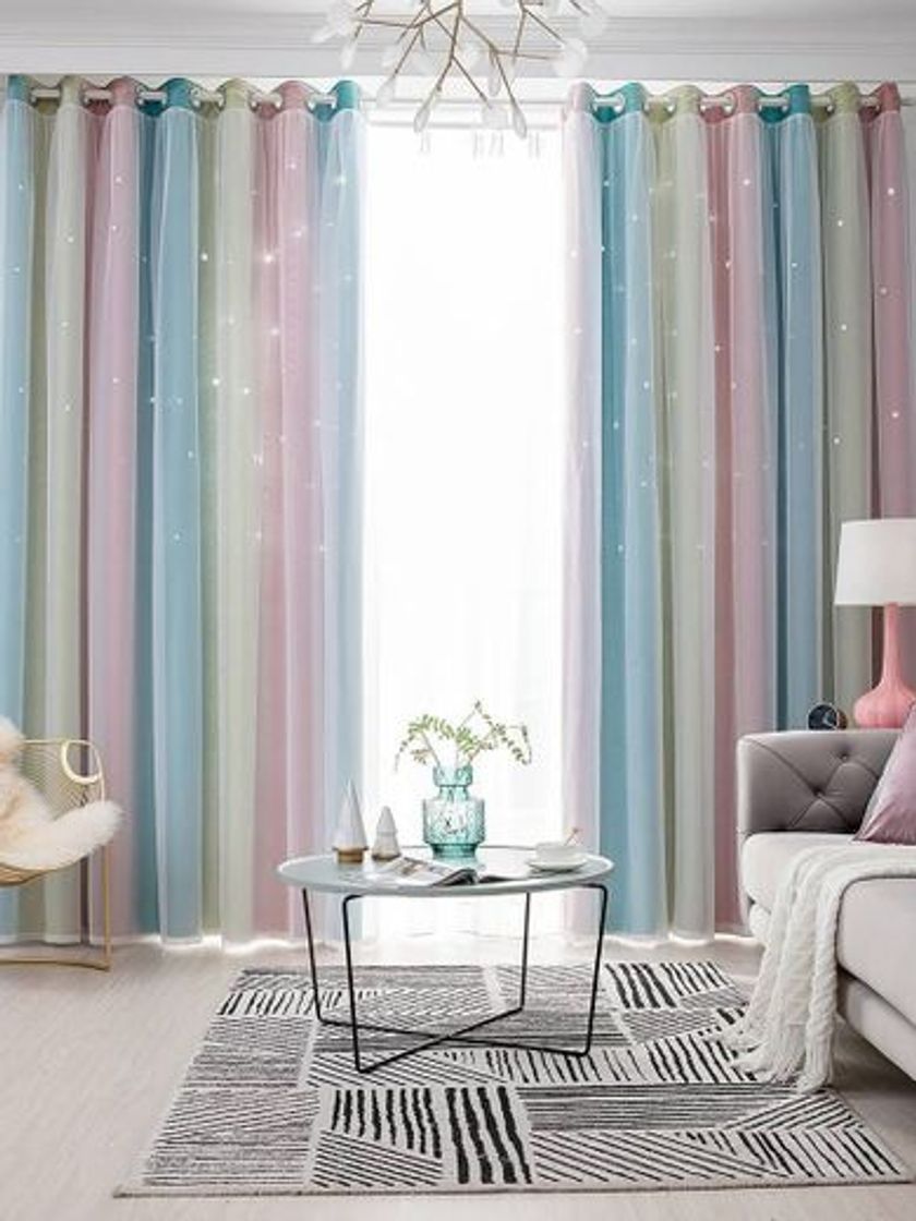 Social Cortina multicolor degradado con detalle de estrellas