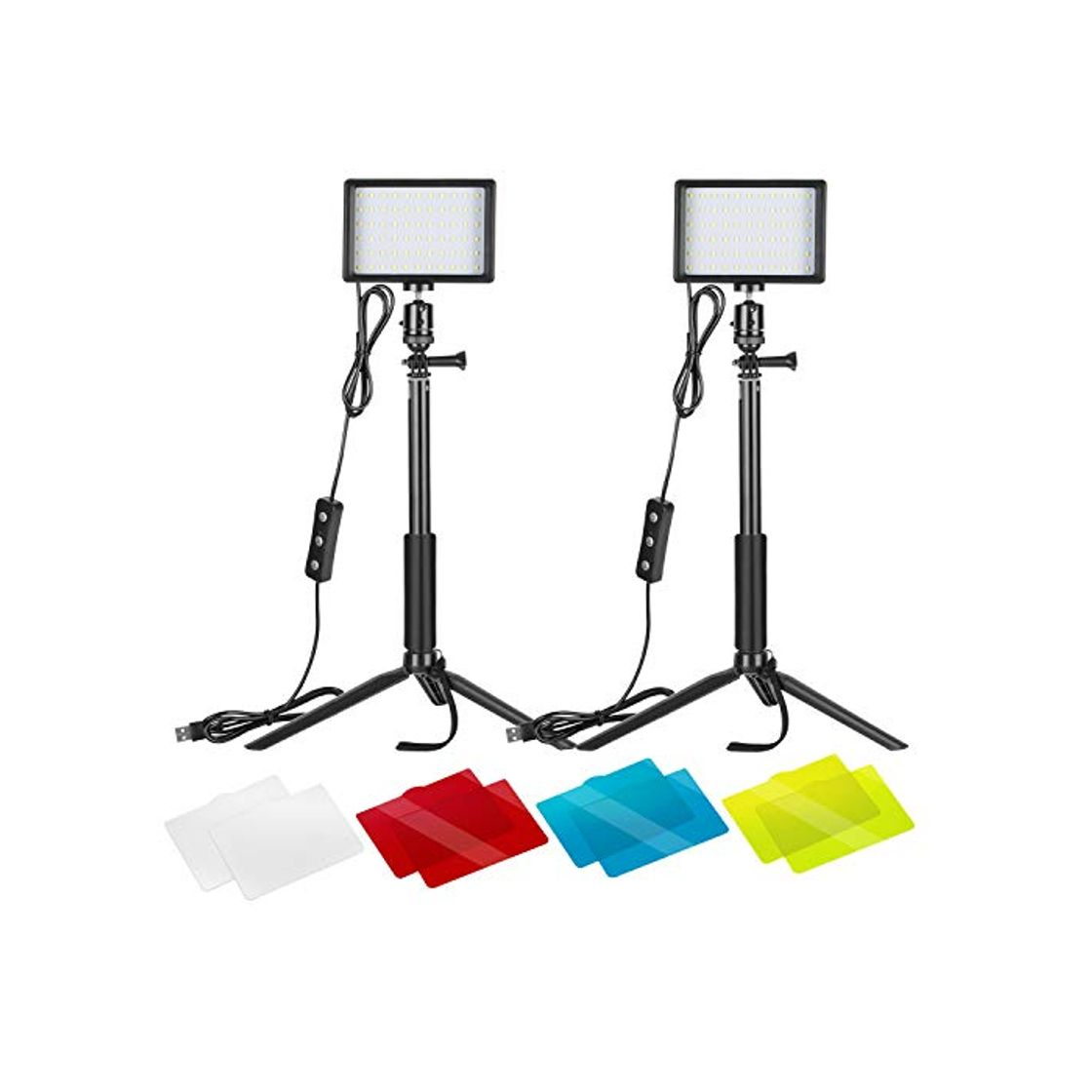 Social Neewer 2-Pack Luz LED Video 5600K Regulable con Soporte Trípode Ajustable/Filtros de