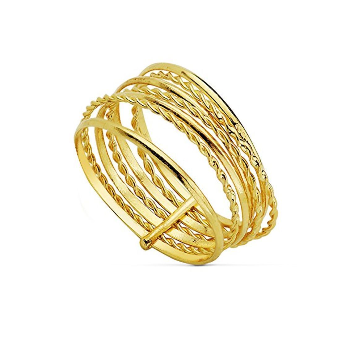 Fashion Sortija Mujer oro amarillo 18K Anillo semanario Minimal aros