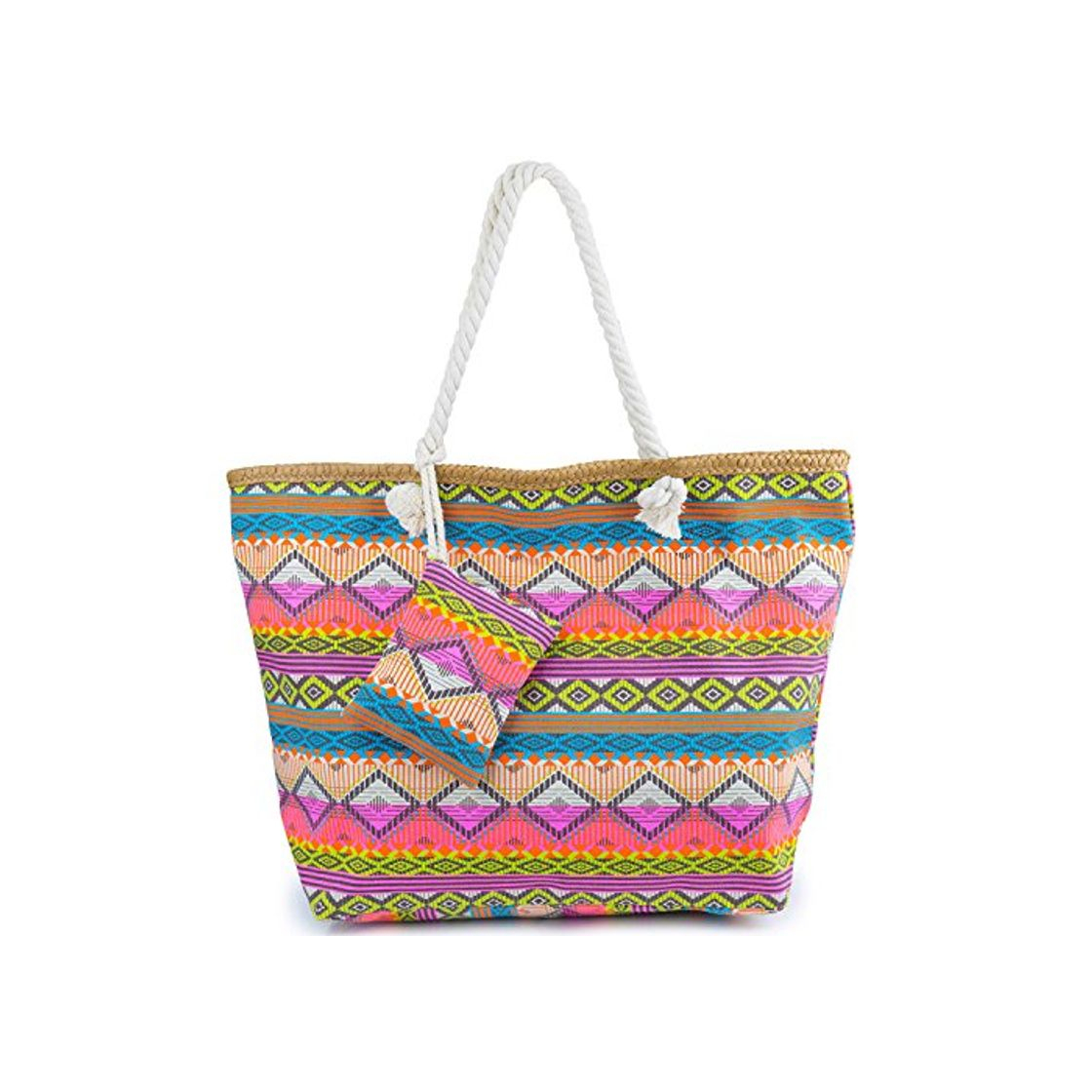 Fashion ZWOOS Bolsa de Playa de Lona Mujer Grande Bolso de Mano Shopper Bolsa con Cremallera