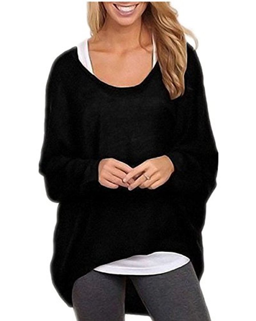 ZIOOER Mujeres Suelto Jersey Suéter Pullover Cárdigan Camiseta Cuello Redondo con Manga