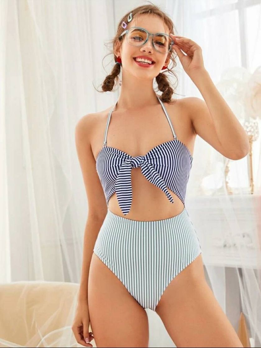 Moda Bikini de un pieza, a rayas 