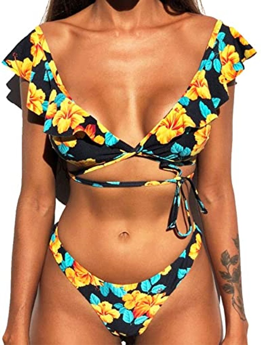 Moda CheChury Bikini Mujer Conjuntos Brasileño Sexy Tanga Mujer Playa Ropa de Baño Traje de Baño Sexy Bañador de Baño Tops y Braguitas 2 Piezas Verano