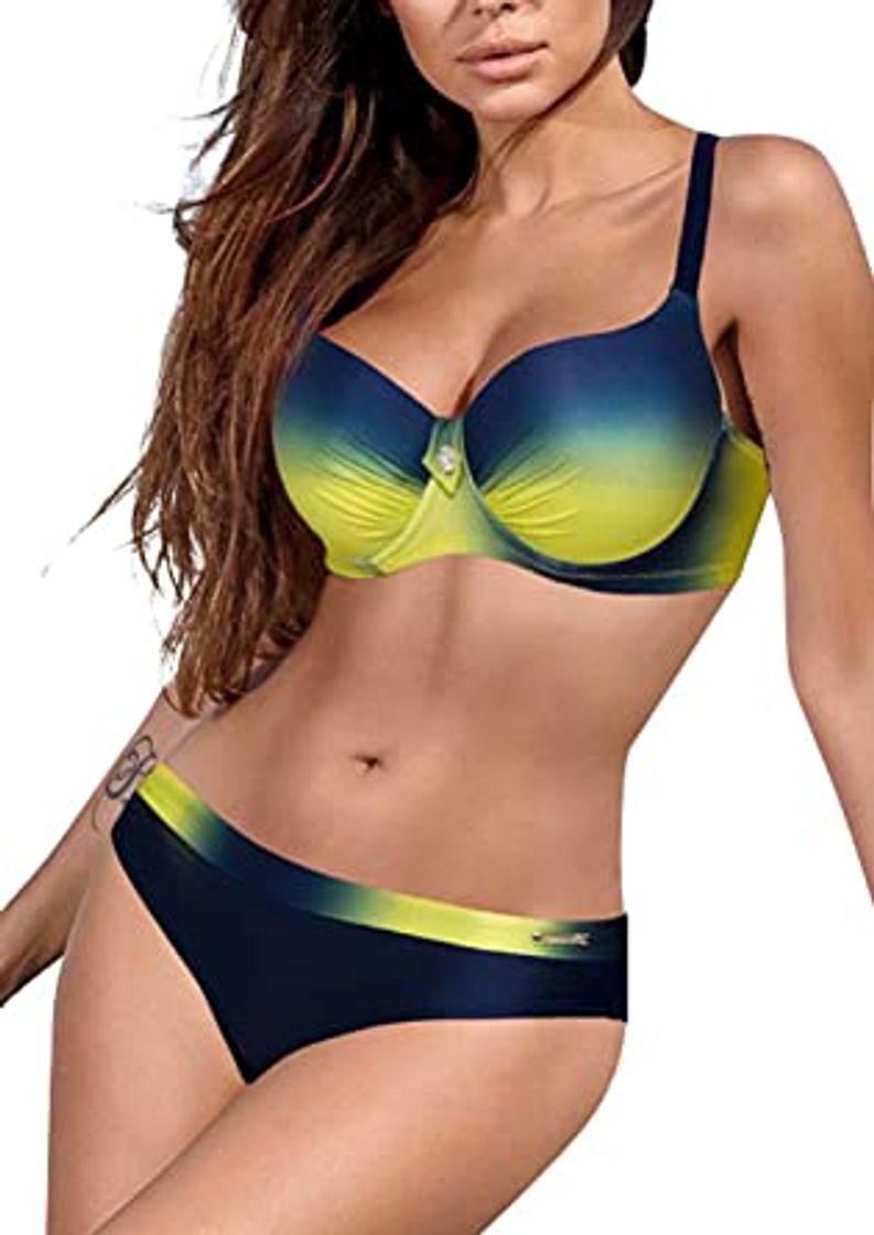 Moda CheChury Bikinis Mujer 2020 Push Up Halter Bikini Traje de baño Acolchado Bra Tops y Braguitas Bikini Sets Talla Grande Bañador Vacaciones