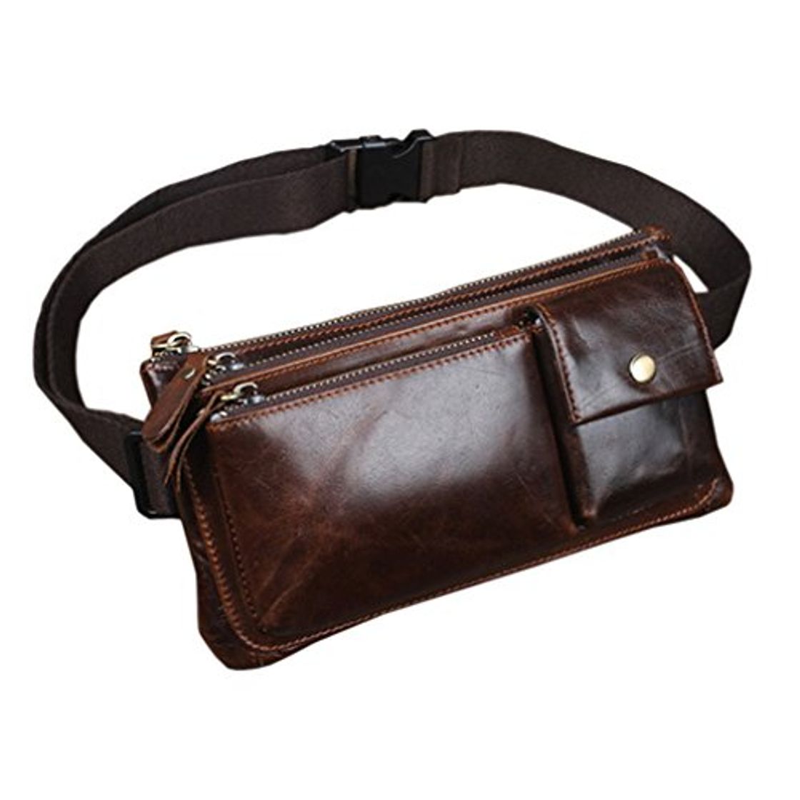 Fashion Xieben Vintage Fanny Pack De Cuero Bolso De La Cintura para Hombres Mujeres Viajes Senderismo Correr Hip Bum Cinturón Delgado Teléfono Celular Monedero Café