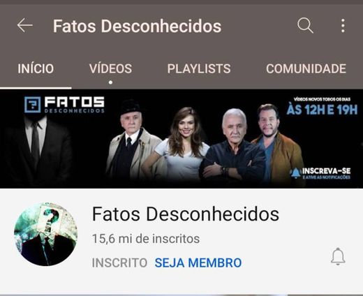 Canais no YouTube 