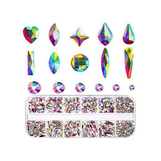 Cristales AB de Uña 1000 Diamantes de Imitación de Espalda Plana Mezcla