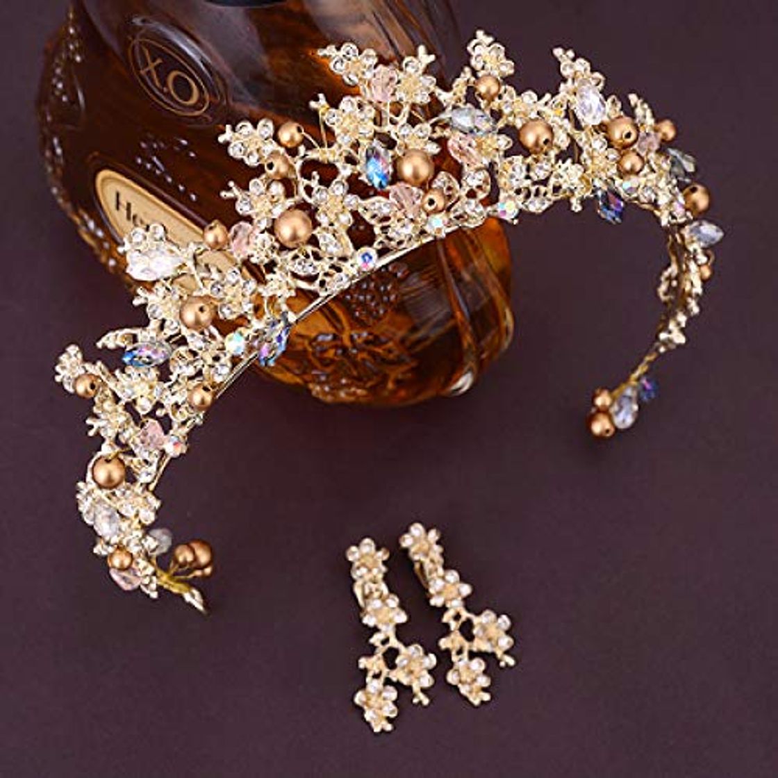 Fashion MLDSJQJ Corona Nupcial Flor Novia Cabello Joyas Cristal Cabello Boda Tiara Corona