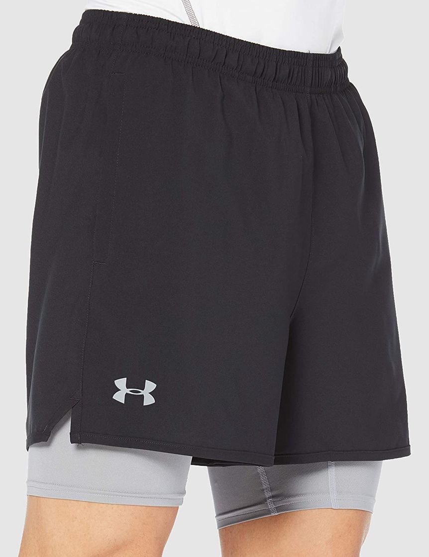 Moda Under Armour UA Qualifier 2-In-1 Short Pantalón Corto, Negro