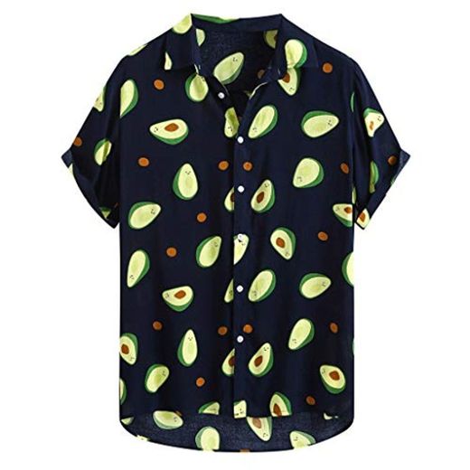 Winkey Playera Casual de Manga Corta con Cuello Abotonado y Estampado de