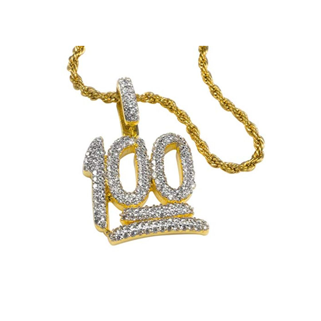 Moda 18 K Oro Iced out Hip Hop Bling – Inspirado en la película de Emoji Este 1 Cien de la 100 Emoji por Niv Colgante Viene con Cadena Libre