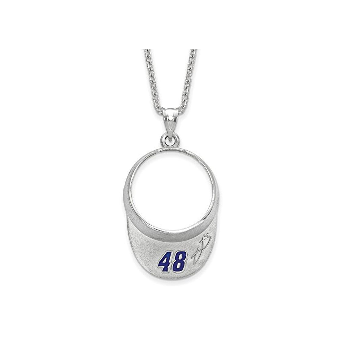 Fashion Hermosa plata de ley 925 SS 3 D visera con conductor # 48 y colgante de firma con 18 plata cha viene con un regalo de joyería gratis