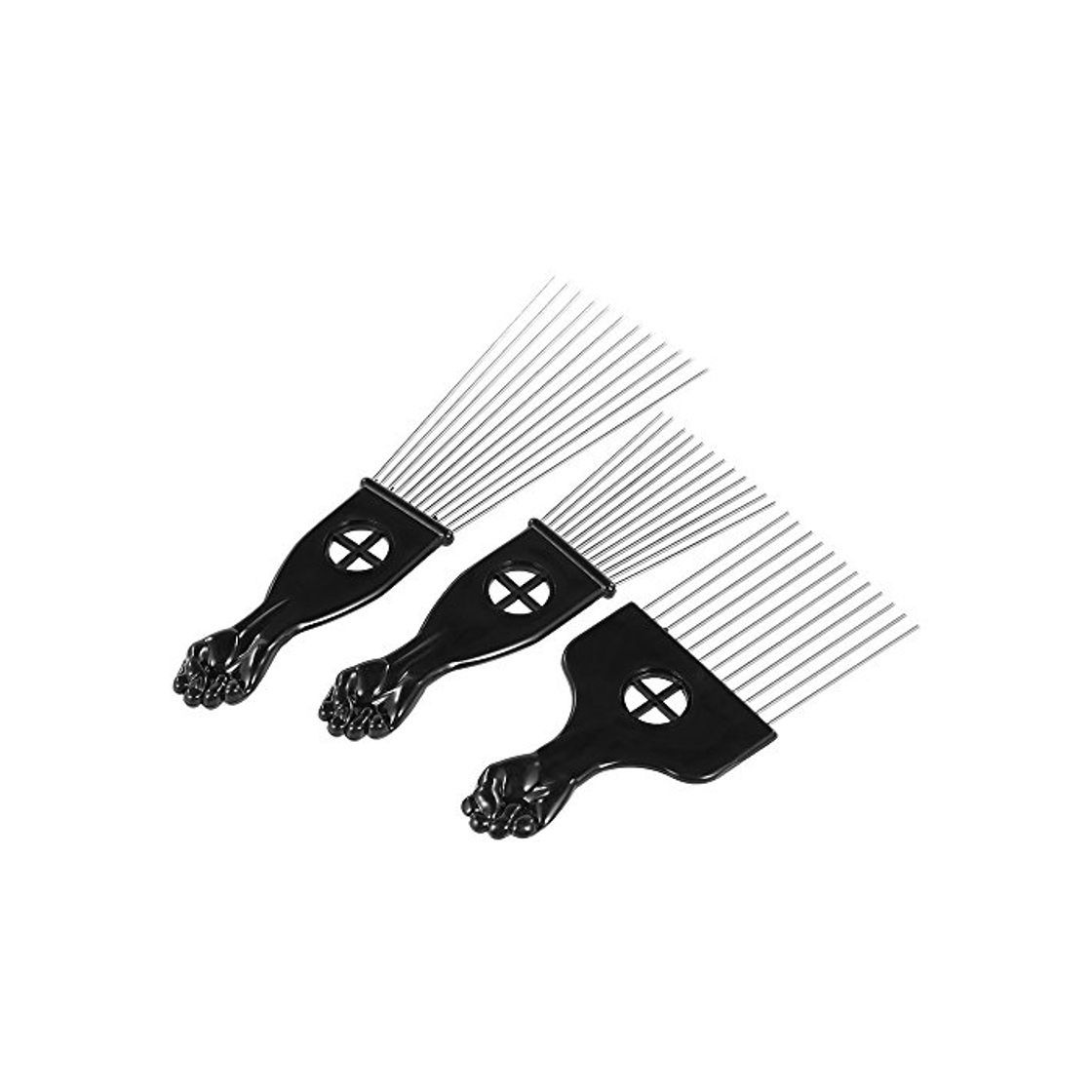 Social Anself 3Pcs Pick peine Set Metal Afro pelo Colorear Cepillo Peine Pelo afroamericana peluquería Styling Herramienta