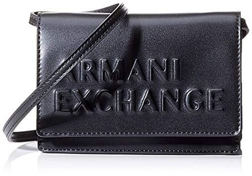 Armani Exchange - Embossed Logo Crossbody Bag, Bolsos bandolera Mujer, Negro