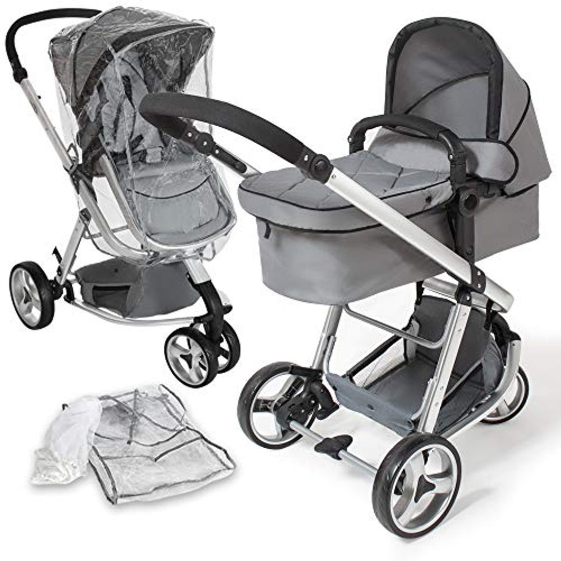 Product tectake 800043 - Cochecito para Bebés, Carrito con Capazo, 3 Ruedas, con