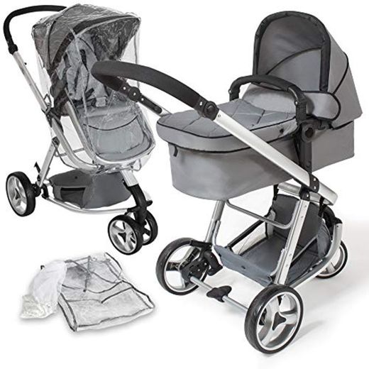 tectake 800043 - Cochecito para Bebés, Carrito con Capazo, 3 Ruedas, con