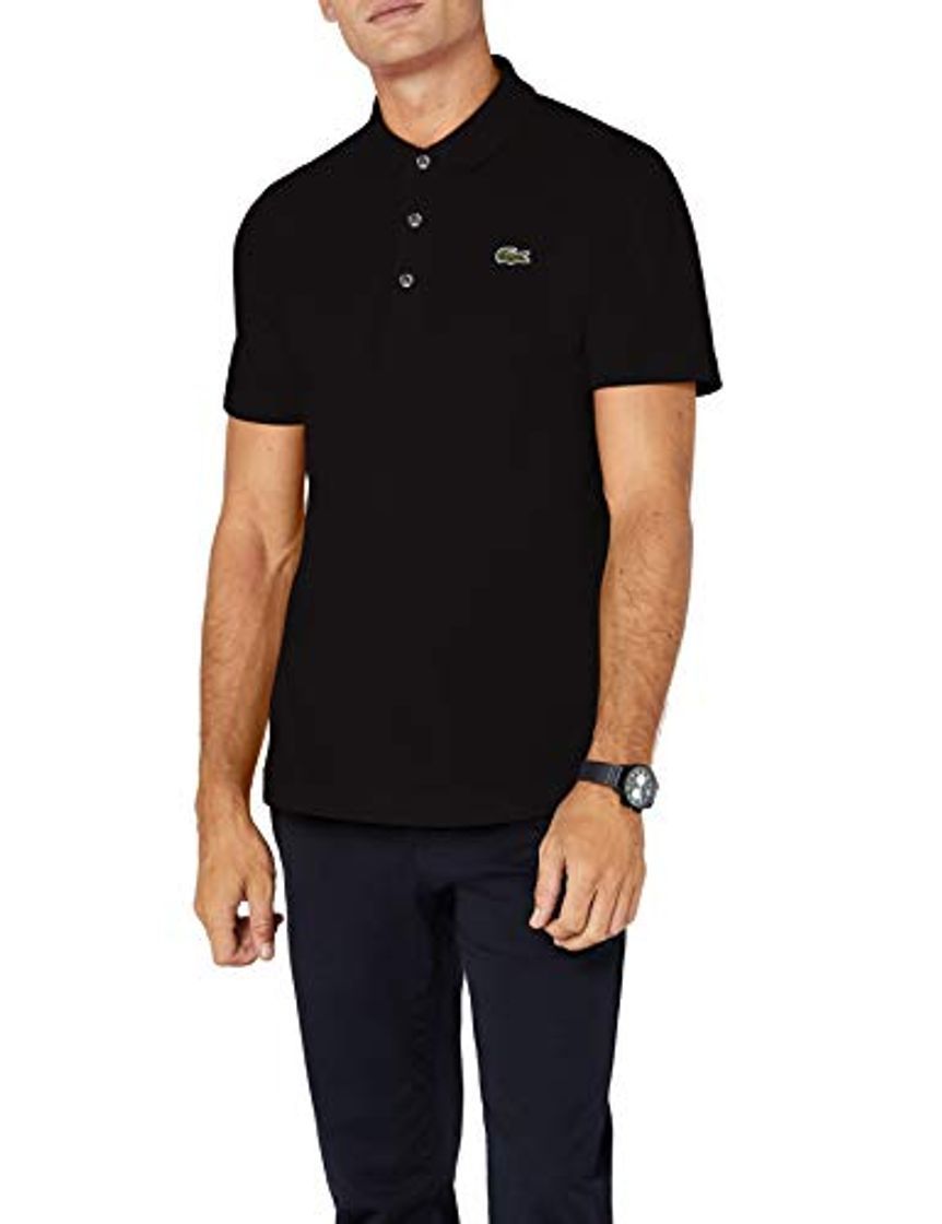 Social Lacoste L1230, Polo de Manga Corta para Hombre, Negro