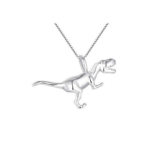 YL Collar de dinosaurio de plata925 Collar de plata 3D Tyrannosaurus colgante para mujeres y hombres