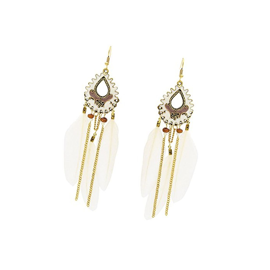 Moda Sharplace Pendientes Largos con Gancho Aretes de Vendimia de Plumas Arracadas de