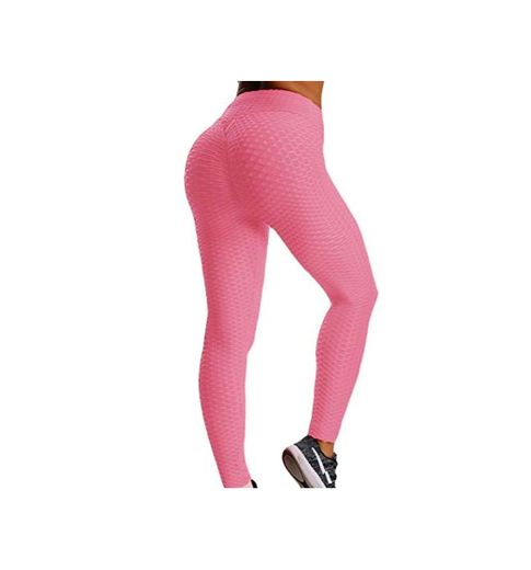 FITTOO Mallas Pantalones Deportivos Leggings Mujer Yoga Alta Cintura Gran Elásticos Fitness  Rosa M