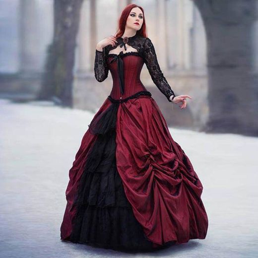 Vestido de boda gótico Negro rojo

