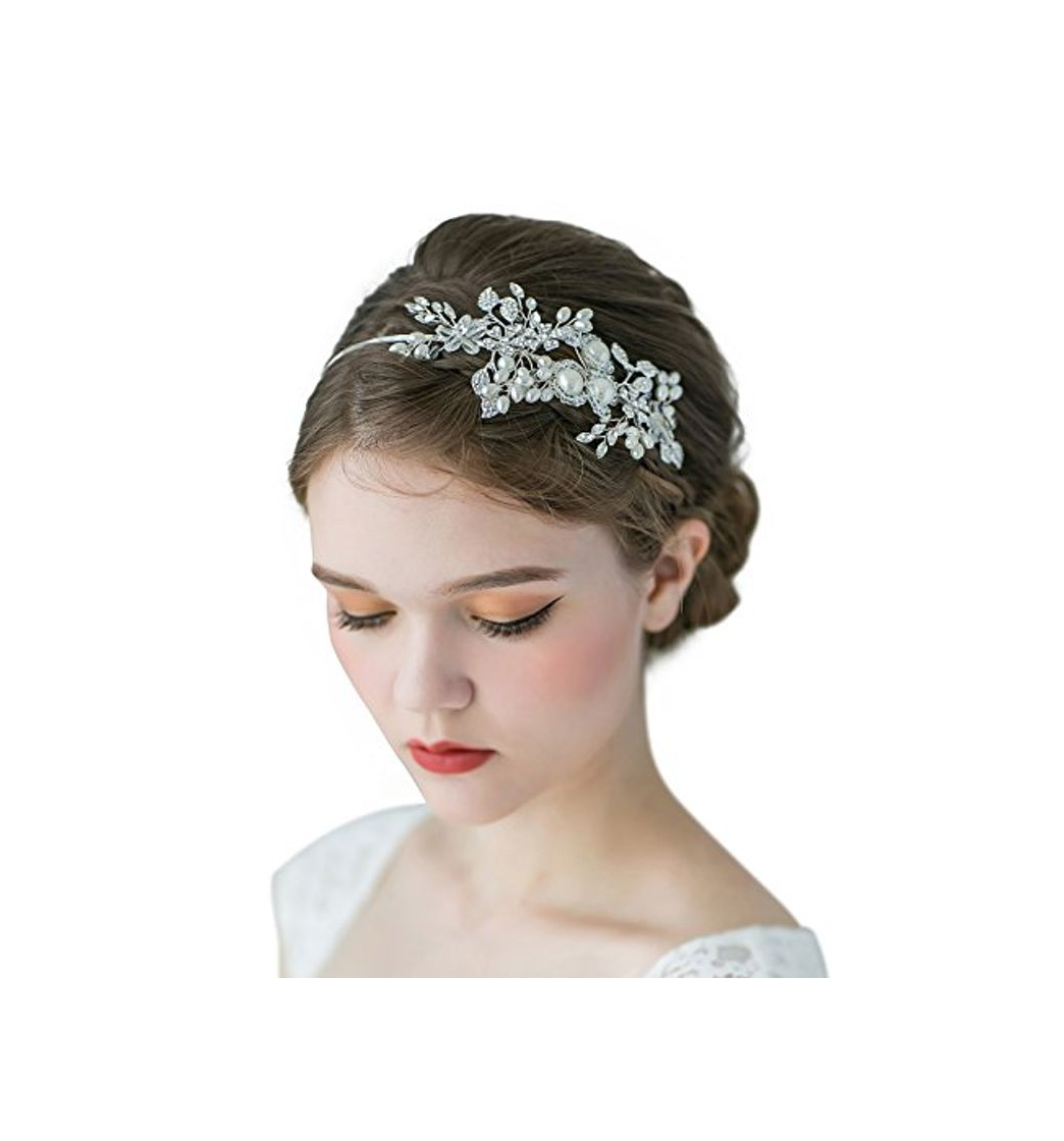 Moda SWEETV Vendimia Hecho A Mano Perla Accesorios de peinado Rhinestone Venda Boda Fiesta Prom Tiara Diadema Corona