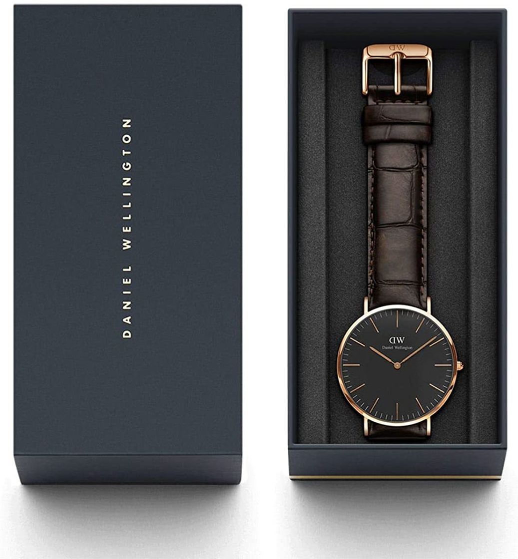 Fashion Daniel Wellington DW00100128 - Reloje acero inoxidable con correa de piel, Unisex,