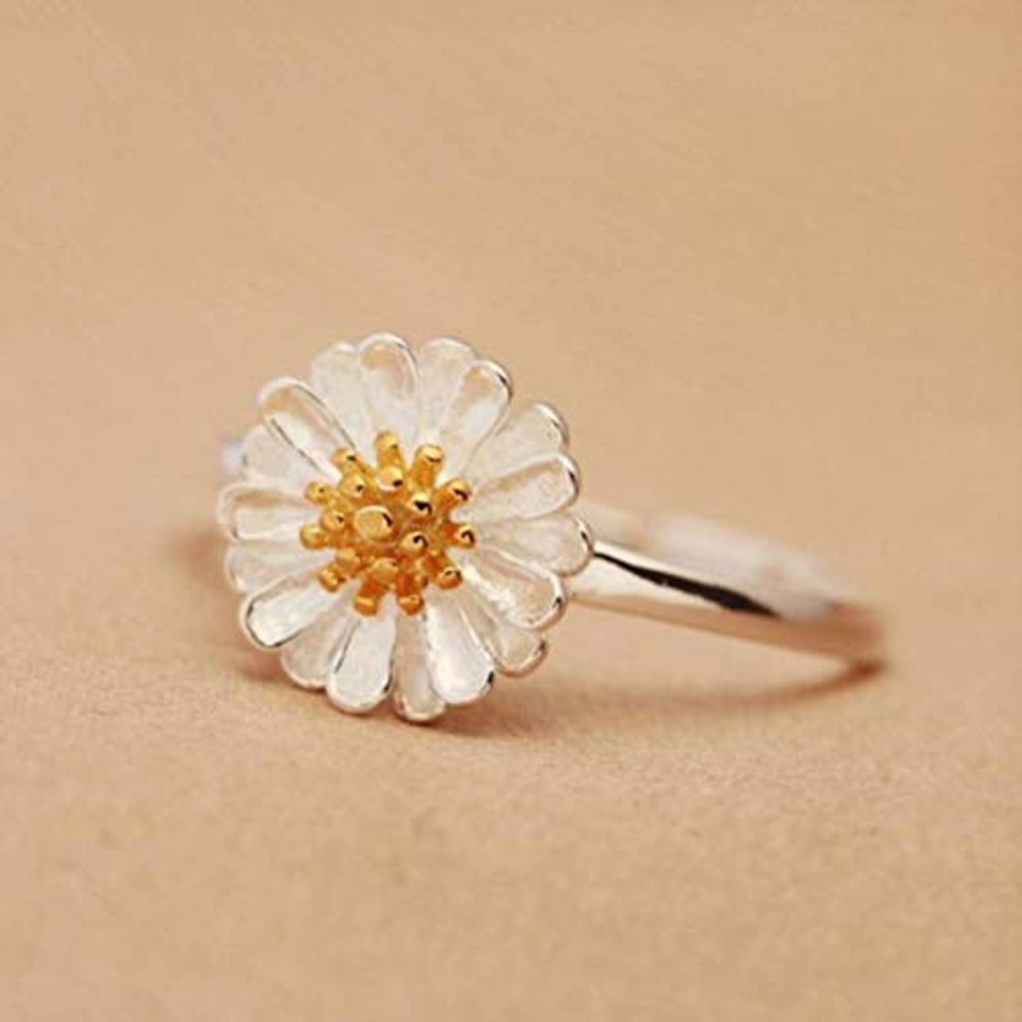 Moda WOZUIMEI S925 Anillos de Plata Moda Daisy Girasol Apertura Dedo Índice Anillo