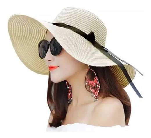 Sombrero Ala Larga Playa Elegante Proteccion Uv Mujer Dama