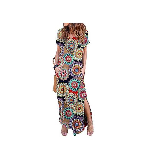 Vestidos Mujer Casual Playa Largos Verano Floral Vestido Boho Hendidura Falda Larga Maxi Vestido Playeros Monofloral y L