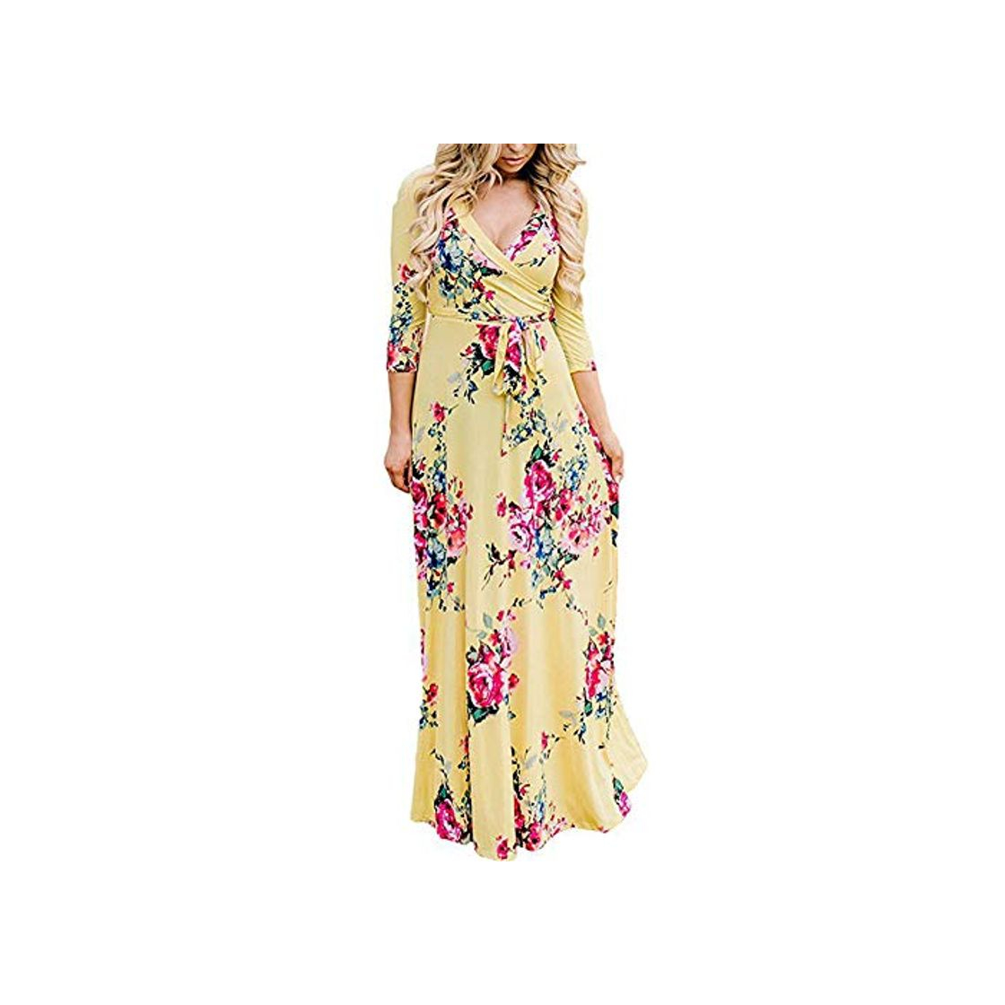 Social Lover-Beauty Vestido Mujer Largo Floral Print Casual para Fiesta Noche Elegante Top