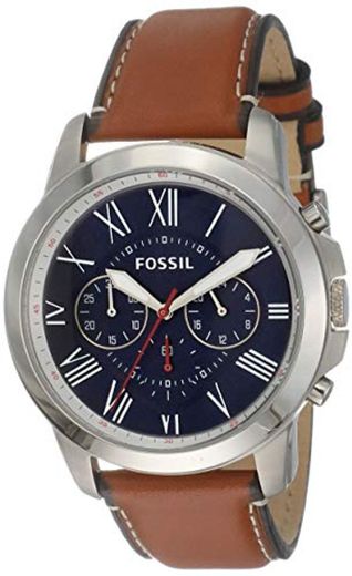 Fossil Reloj Cronógrafo para Hombre de Cuarzo con Correa en Piel FS5210