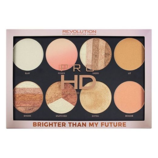 Makeup Revolution Pro HD Highlighter Palette Brighter Than My Future Paleta 8 rozświetlaczy do twarzy