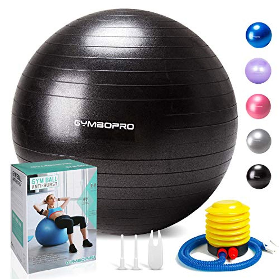 Social GYMBOPRO Fitness Pelota de Ejercicio,Bola Suiza con Bomba de Inflado,Bola de Yoga
