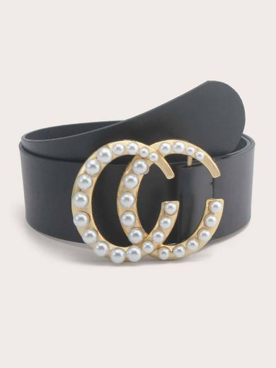 Cinturón de hebilla con diseño de perlas