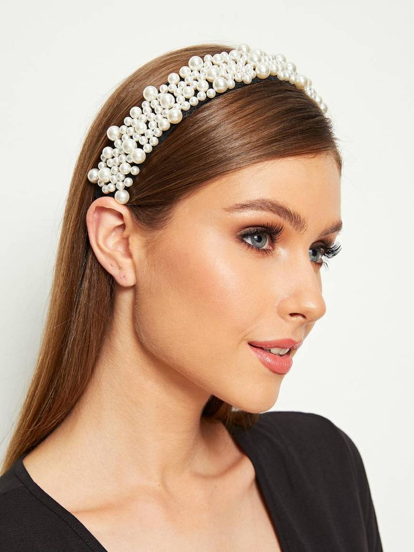 Moda Diadema con diseño de perlas 